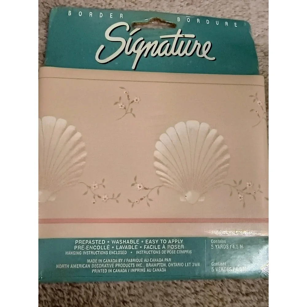 3 Rolls Signature Shell Wallpaper Border Pink Floral Coastal Cottagecore 71562F